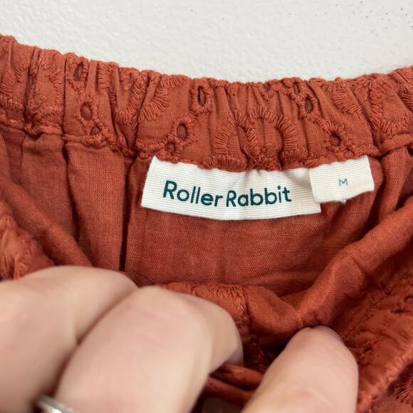 Roller Rabbit Eyelet Floral Peasant Skirt Boho Button Clementine Terracotta Sz M - Picture 5 of 8